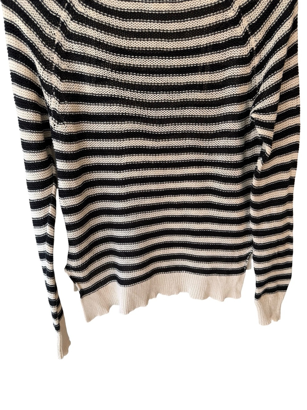 Roxy Black and Cream Striped Crewneck Sweater Size M Beach Coastal Lightweight - Picture 15 of 16